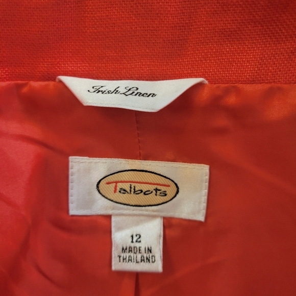 Talbots Coral Irish Linen Blazer Jacket Size 12 - Picture 4 of 4